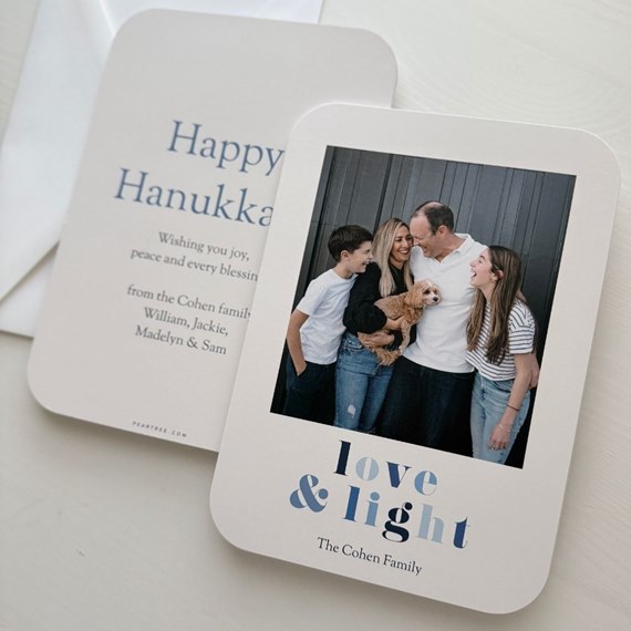 Hanukkah card with photo placeholder and text