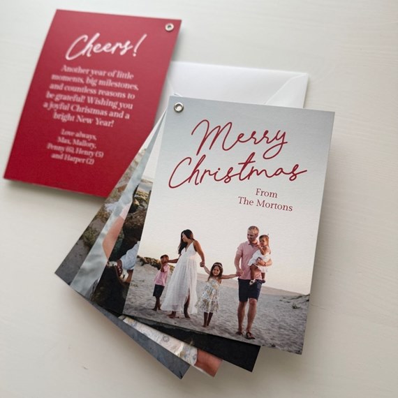 Christmas card with photo placeholder and text