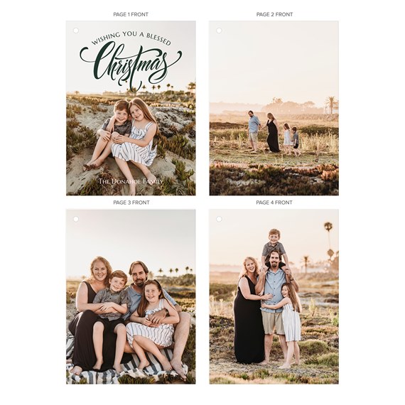 Christmas card with decorative text and photo area