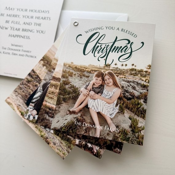 Christmas card with photo placeholder and customizable text area