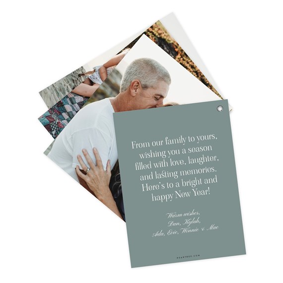 New Year card with photo placeholders and customizable text area