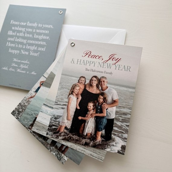 New Year card with family photo placeholder