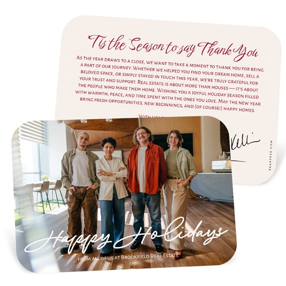 photo placeholder with rounded corners, holiday card design
