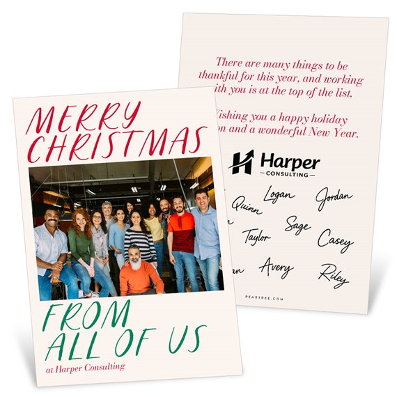 holiday card with photo area and customizable text
