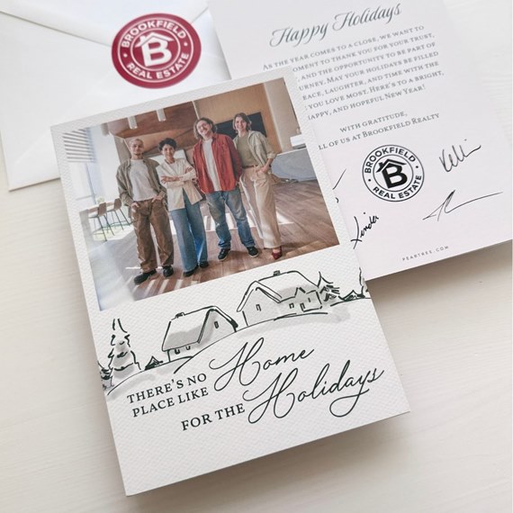 holiday card with photo placeholder and hand-drawn design