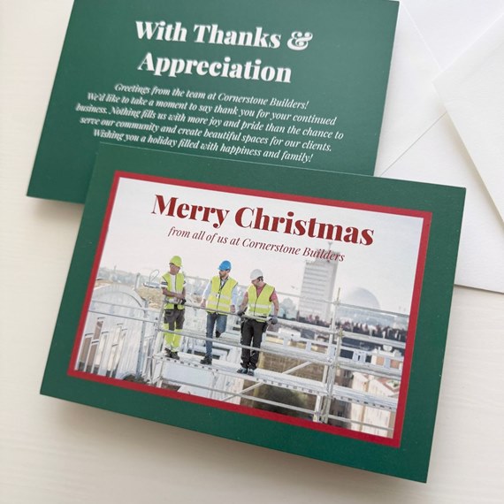 holiday card with photo placeholder and text