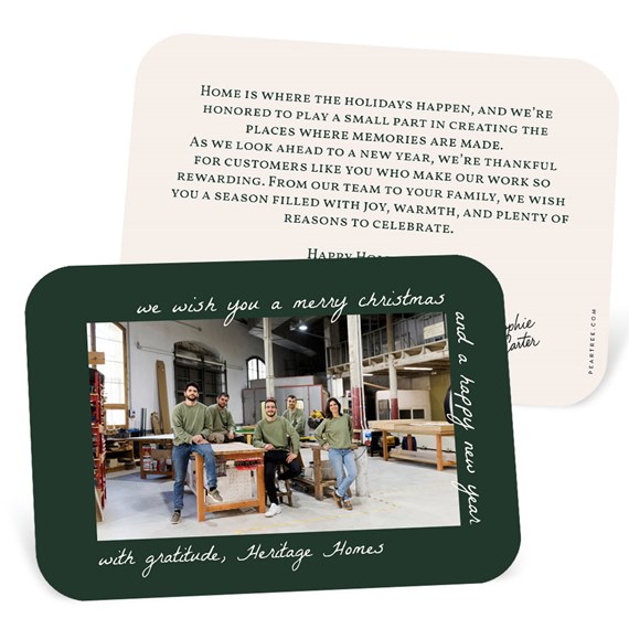 holiday card with photo placeholder and printed text