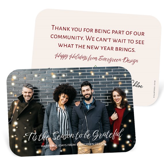 holiday card with photo placeholder and glowing lights