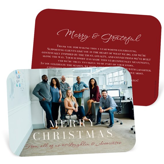 holiday card with photo placeholder and text