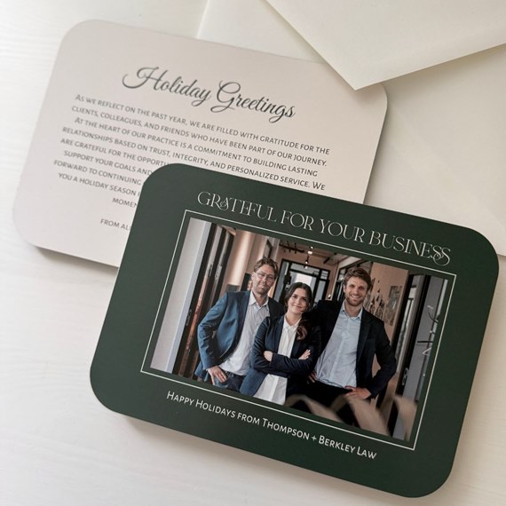 holiday card with photo placeholder and text