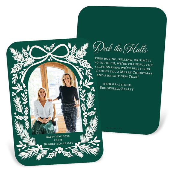 botanical frame holiday card with photo area