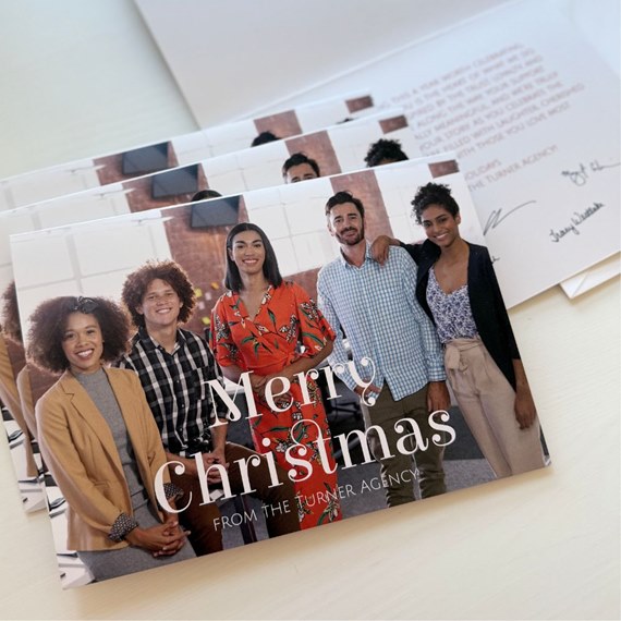 holiday card with photo placeholder and text