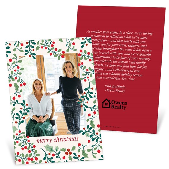 holiday card with photo placeholder and decorative border