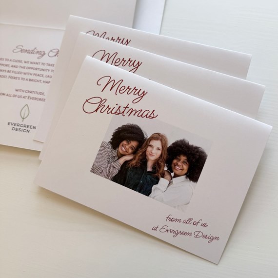 holiday card with photo placeholder and text
