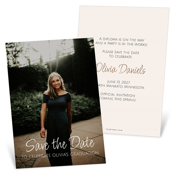 graduation save the date card with photo area