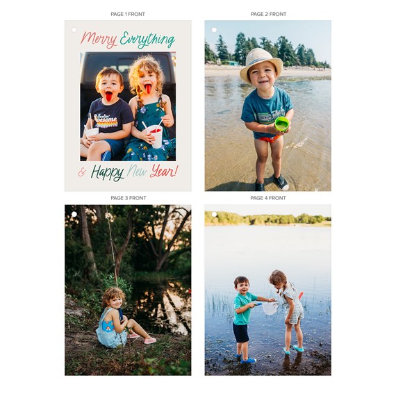 multi-page card with photo placeholders and festive text