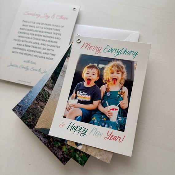 New Year card with photo area and playful text