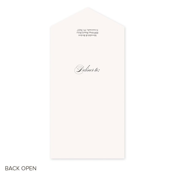 seal and send wedding invitation with pointed top and 'Deliver to:' text
