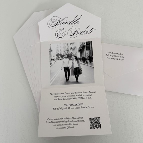 wedding invitation with photo placeholder and decorative frame