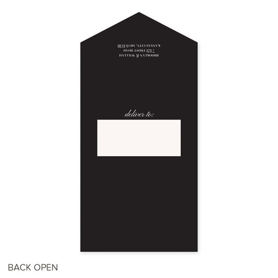 black wedding invitation with photo placeholder
