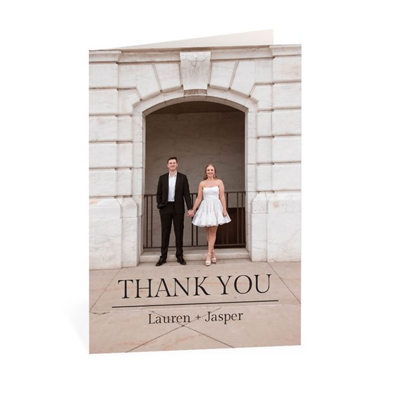 thank you card with photo area and text