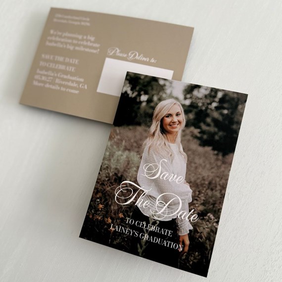 save the date postcard with photo area