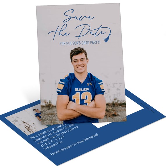 photo placeholder with save the date text and graduation theme