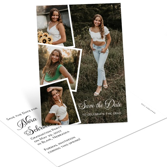photo placeholder, postcard design with photo collage and text