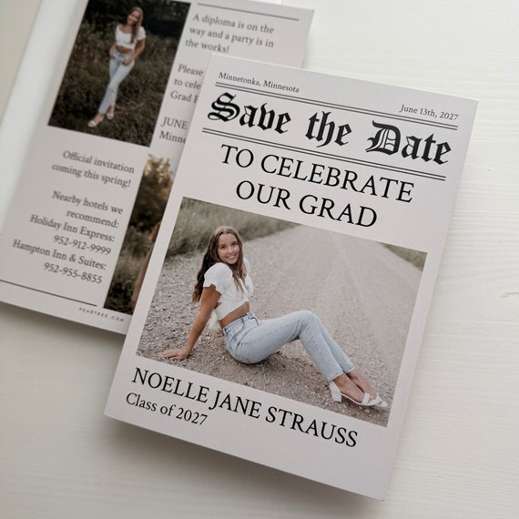 graduation save the date card with photo placeholder