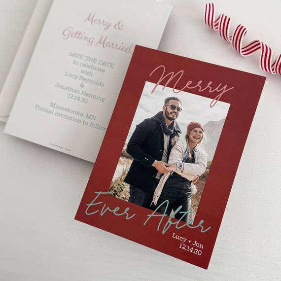 holiday save-the-date card with photo placeholder