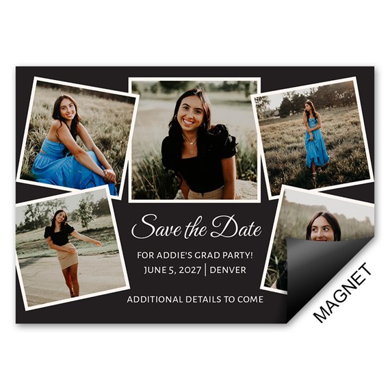 collage save-the-date magnet with photo placeholders and text area