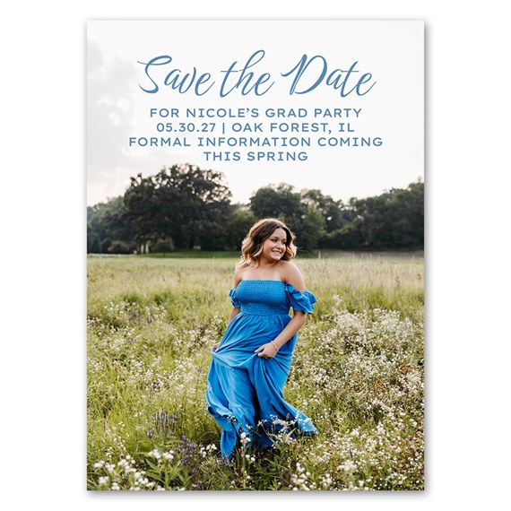 Graduation save the date magnet with customizable text area