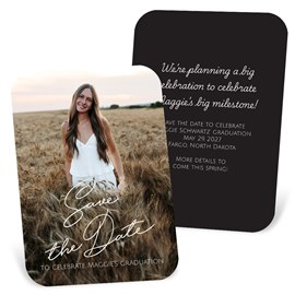 Flowing Script - Graduation Save the Date Cards