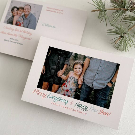 postcard with photo placeholder and seasonal greeting