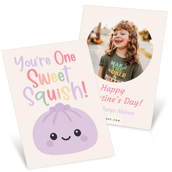 Valentine's card with cute illustration and photo area