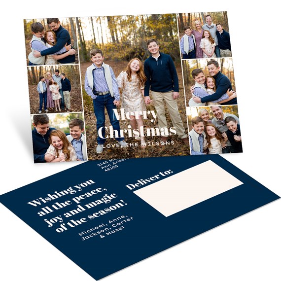 collage postcard with family photos, customizable text area