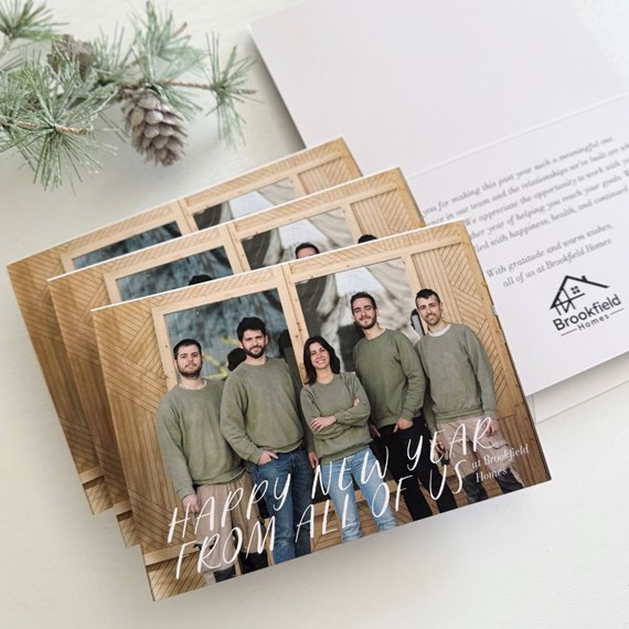 photo placeholder, wood frame design, New Year card