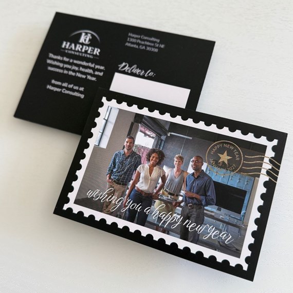 postcard with photo area and scalloped border