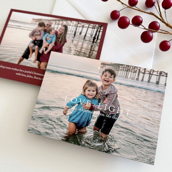 Christmas card with photo area and text