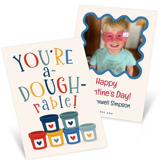 valentine's card with colorful text and photo area