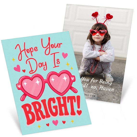 Valentine's Day card with heart sunglasses