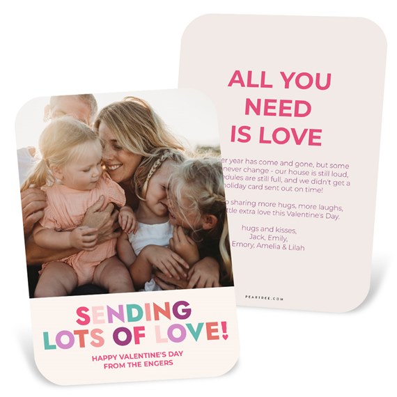 Valentine's Day card with photo area and colorful text