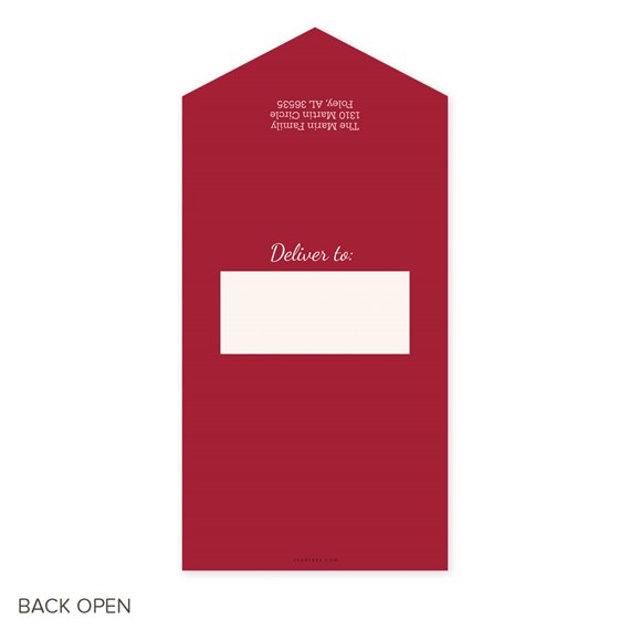 red valentines day card with address area