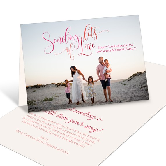 Valentine's Day card with customizable text area and photo placeholder