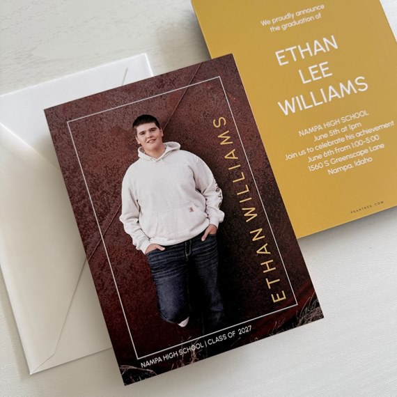 graduation announcement with photo placeholder and customizable text area