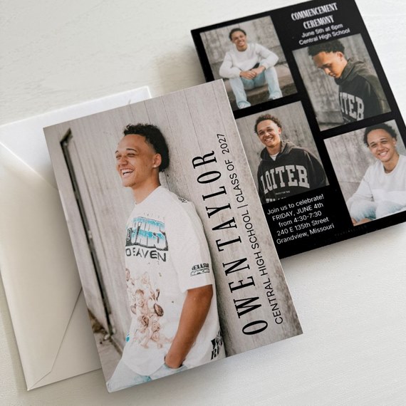 graduation party invitation with photo area and event details