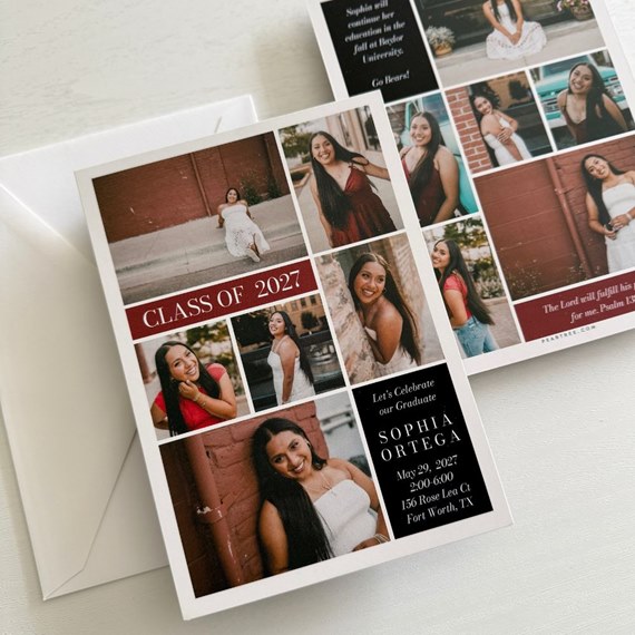 graduation invitation with photo collage and text areas