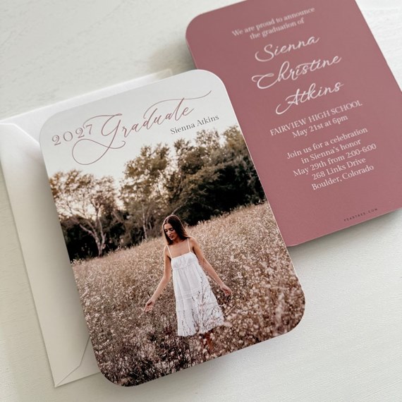graduation invitation with photo area and event details