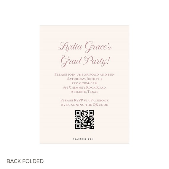 graduation invitation with elegant script and QR code