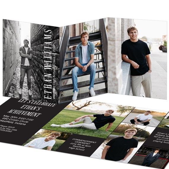 graduation party invitation with photo placeholders and event details